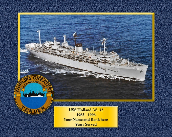 USS Holland AS-32 Custom Personalized 8.5X 11, 11X14 or 16X20 Print of US Navy Ships Unique Gift Idea for any Occasions