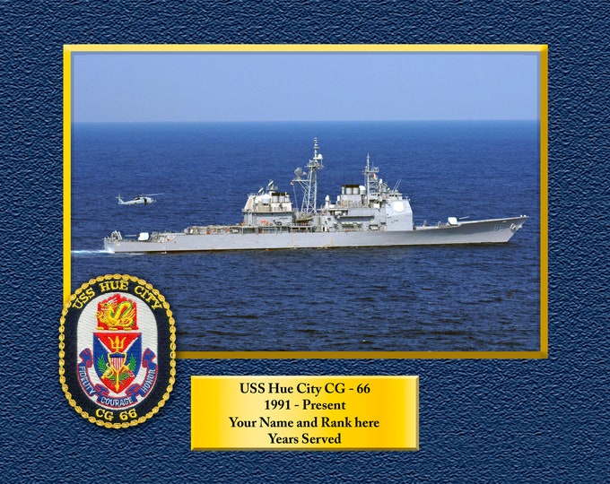 USS Hue City CG66 Custom Personalized 8.5X11 or 11X14 Print on Pro. Paper or Canvas US Navy Ships Unique Gift Idea for any Occasions