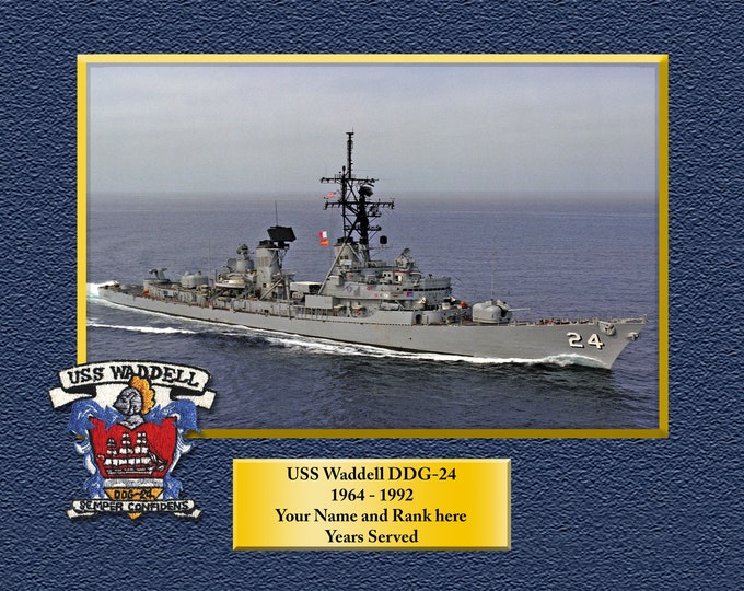 USS WADDELL DDG24 Custom Personalized 8.5 X 11 Print of US Navy Ships Unique Gift Idea for any Occasions