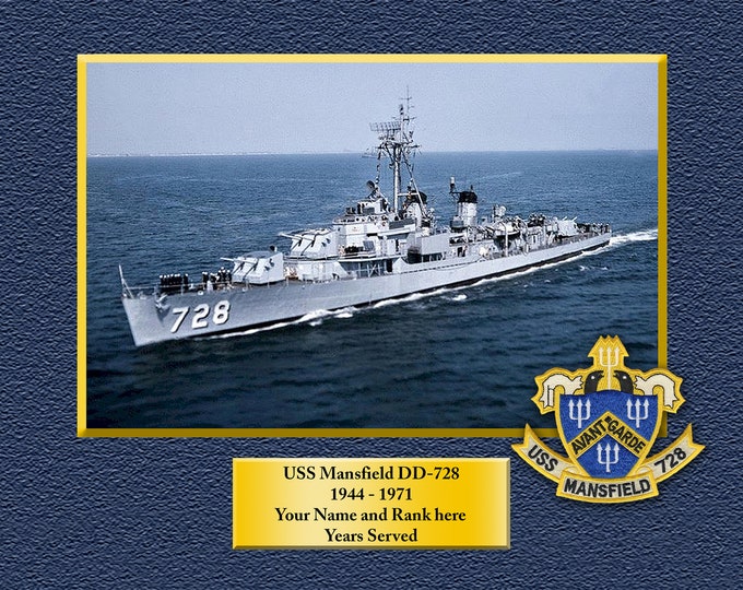USS MANSFIELD DD728 Custom Personalized 8.5 X 11 Print of US Navy Ships Unique Gift Idea for any Occasions
