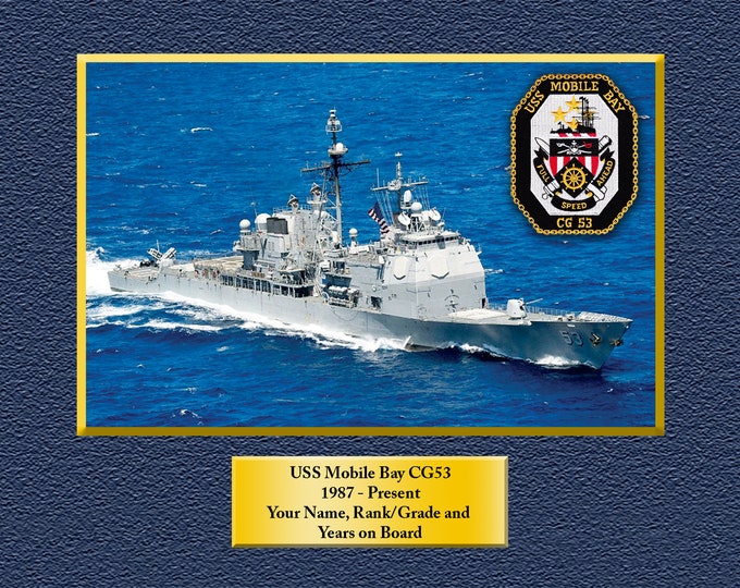 USS Mobile Bay CG53 Custom Personalized 8.5 X 11 Print of US Navy Ships Unique Gift Idea for any Occasions
