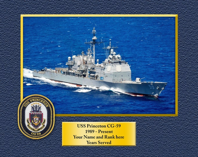 USS PRINCETON CG59 Custom Personalized 8.5 X 11 Print of US Navy Ships Unique Gift Idea for any Occasions