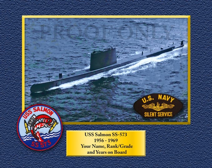 USS Salmon SS-573 Custom Personalized 8.5X11, 11X14 or16 X 20 Print on Pro. Paper or Canvas US Navy Ships Unique Gift Idea Gift