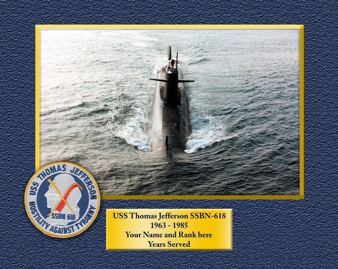 USS Thomas Jefferson SSBN618 Custom Personalized 8.5 X 11 Print of US Navy Ships Unique Gift Idea for any Occasions