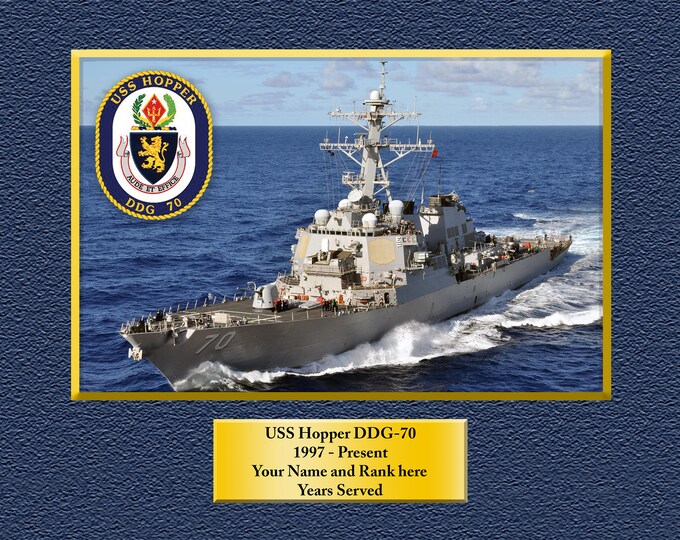 USS Hopper DDG-70 8.5 X 11 Print of US Navy Ships Unique Gift Idea for any Occasions