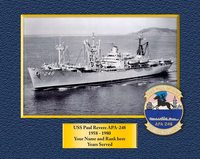 USS Paul Revere APA-248 Custom Personalized 8.5 X 11 Print of US Navy Ships Unique Gift Idea for any Occasions