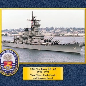 USS New Jersey BB62 Custom Personalized 8.5 X 11 Print of US Navy Ships Unique Gift Idea for any Occasions