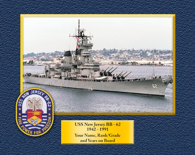 USS New Jersey BB62 Custom Personalized 8.5 X 11 Print of US Navy Ships Unique Gift Idea for any Occasions