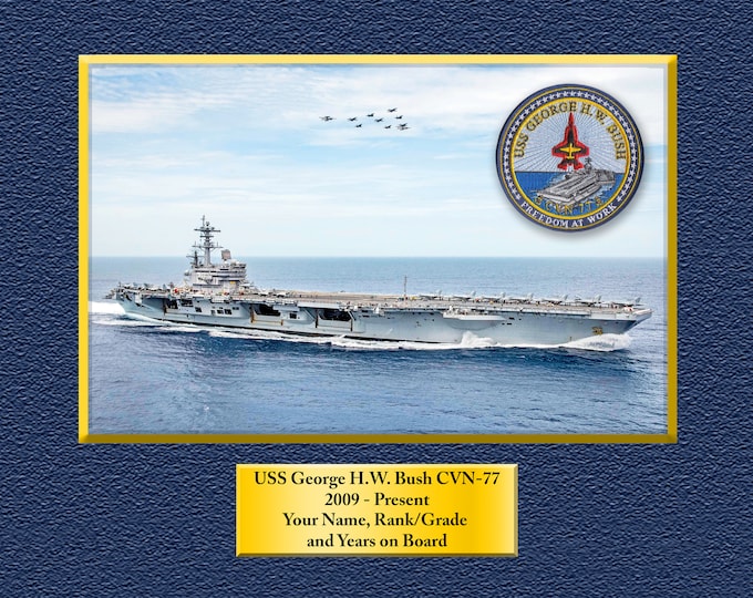 USS George H.W. Bush CVS-79 Custom Personalized 8.5X11, 11X14 or16 X 20 Print on Pro. Paper or Canvas US Navy Ships Unique Gift Idea