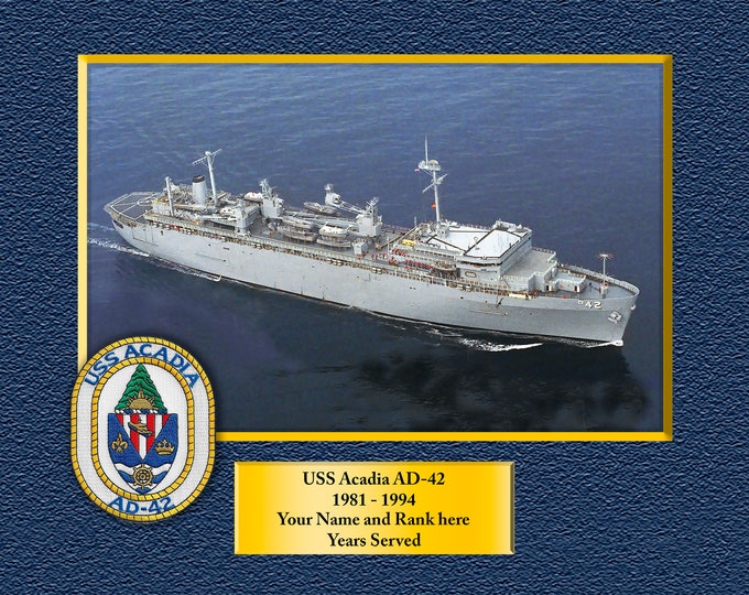 USS Acadia AD-42 Custom Personalized 8.5 X 11 Print of US Navy Ships Unique Gift Idea for any Occasions