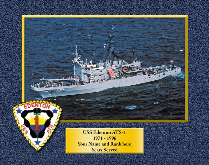 USS EDENTON ATS1 Custom Personalized 8.5 X 11 Print of US Navy Ships Unique Gift Idea for any Occasions