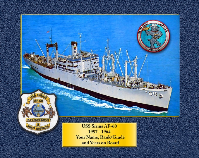 USS Sirius AF-60 Custom Personalized 8.5 X 11 Print of US Navy Ships Unique Gift Idea for any Occasions