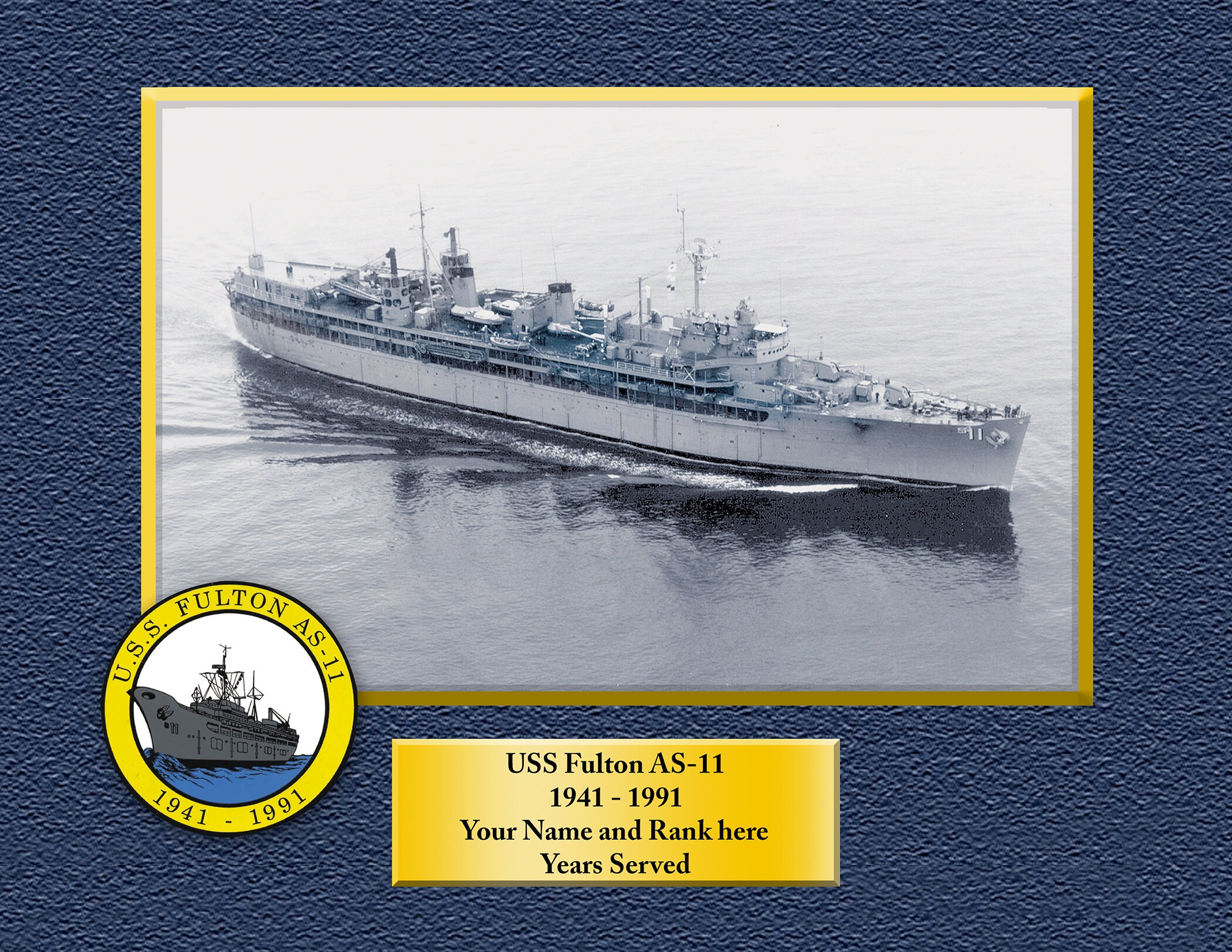 USS Fulton AS 11 Personalized Canvas Ship Photo Print Navy Veteran Gift