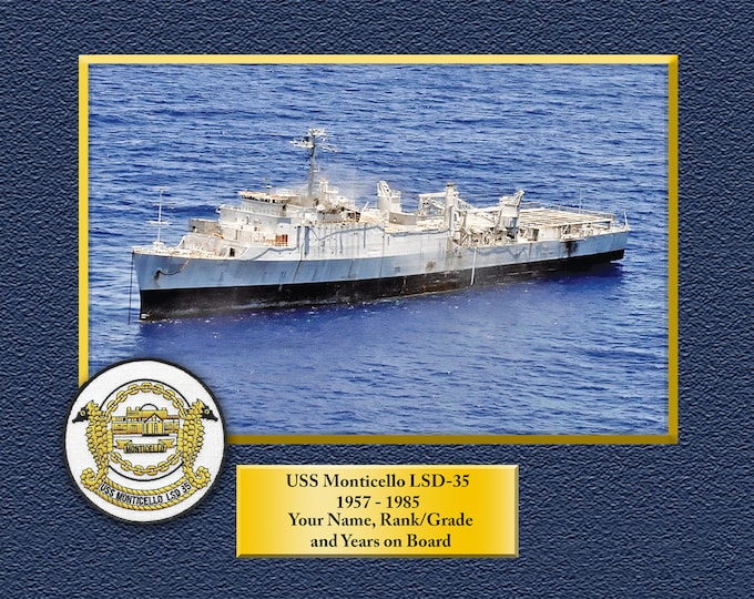 USS Monticello LSD-35 Custom Personalized 8.5 X 11 Print of US Navy Ships Unique Gift Idea for any Occasions
