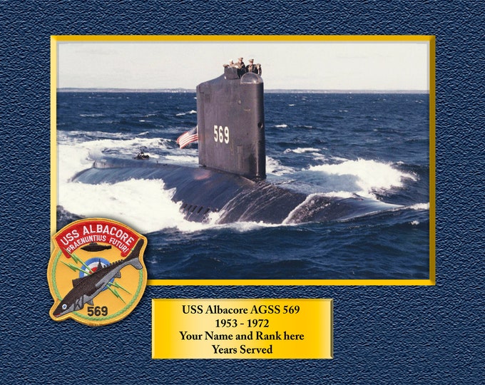 USS Albacore AGSS 569 Custom Personalized 8.5 X 11 Print of US Navy Ships Unique Gift Idea for any Occasions