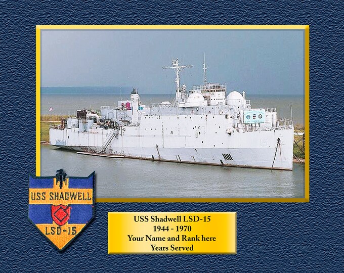 USS SHADWELL LSD15 Custom Personalized 8.5 X 11 Print of US Navy Ships Unique Gift Idea for any Occasions