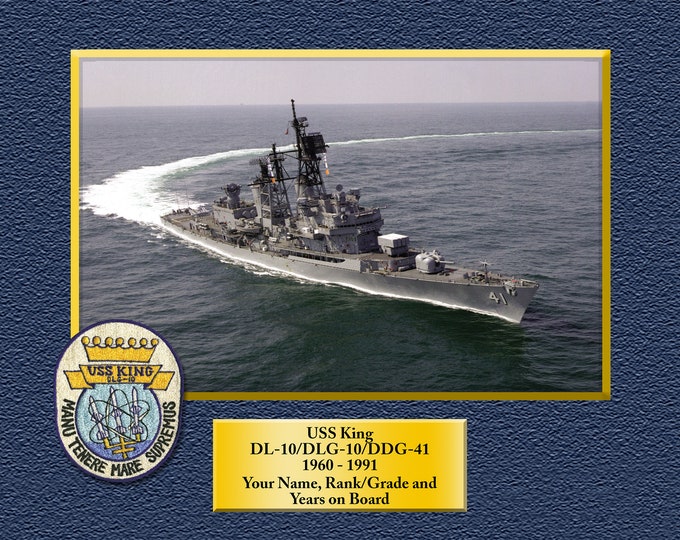 USS King DL10/DLG10/DDG41 Custom Personalized 8.5 X 11 Print of US Navy Ships Unique Gift Idea for any Occasions