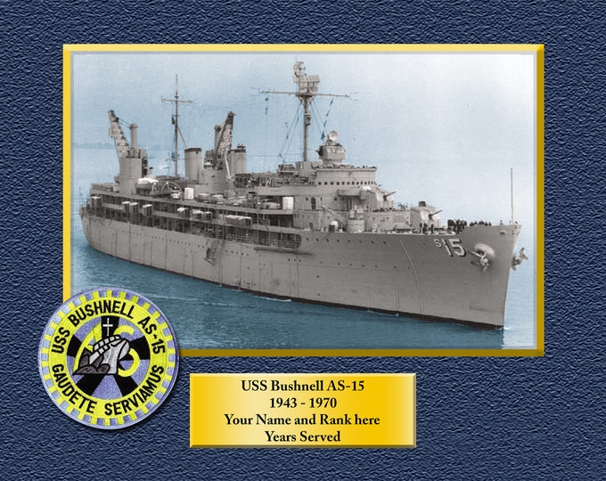USS BUSHNELL AS15 Custom Personalized 8.5 X 11 Print of US Navy Ships Unique Gift Idea for any Occasions