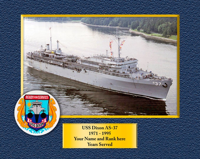 USS Dixon AS-37 Custom Personalized 8.5 X 11 Print of US Navy Ships Unique Gift Idea for any Occasions