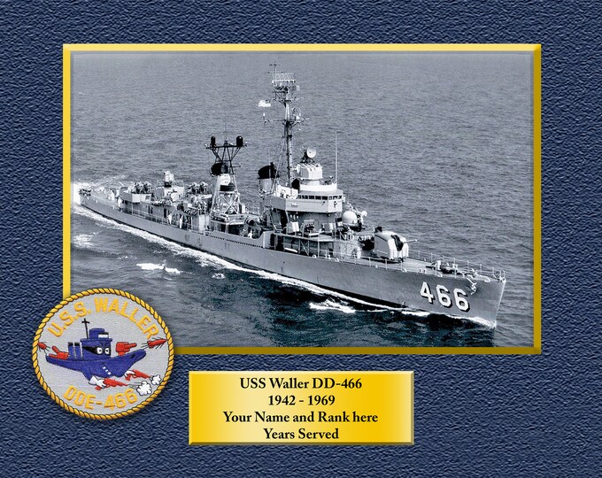 USS WALLER DD466 Custom Personalized 8.5 X 11 Print of US Navy Ships Unique Gift Idea for any Occasions