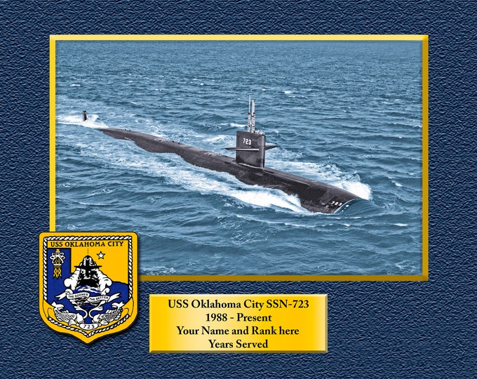 USS Oklahoma City SSN723 Custom Personalized 8.5 X 11 Print of US Navy Ships Unique Gift Idea for any Occasions