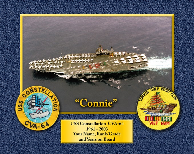 USS Constellation CVA-64 Custom Personalized 8.5X11, 11X14 or16 X 20 Print on Pro. Paper or Canvas US Navy Ships Unique Gift Idea Occasions