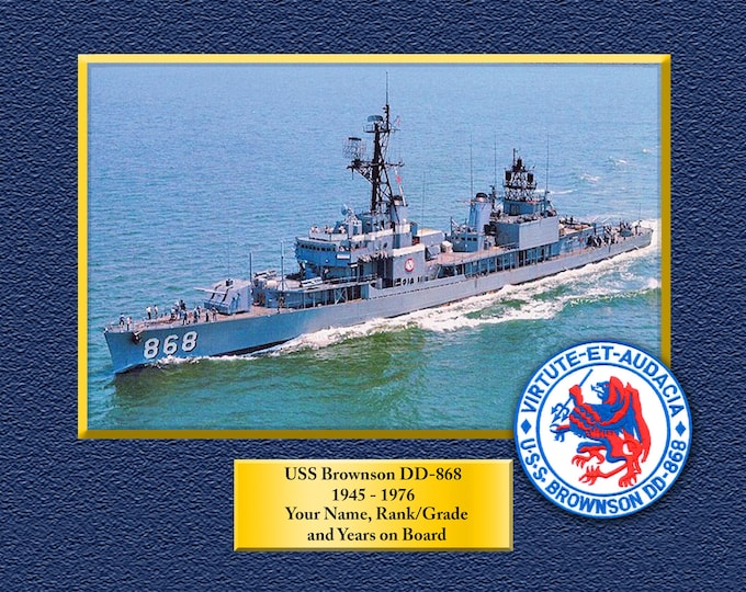 USS Brownson DD-868 Custom Personalized 8.5 X 11 Print of US Navy Ships Unique Gift Idea for any Occasions