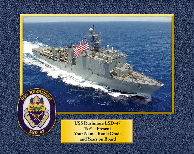 USS Rushmore LSD-47 Custom Personalized 8.5 X 11 Print of US Navy Ships Unique Gift Idea for any Occasions