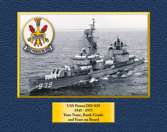 USS Power DD839 8.5 X 11 Print of US Navy Ships Unique Gift Idea for any Occasions
