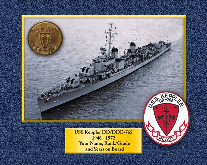 USS Kepler DD-DDE765 Custom Personalized 8.5 X 11 Print of US Navy Ships Unique Gift Idea for any Occasions