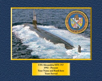 USS Alexandria SSN-757 Custom Personalized 8.5 X 11 Print of US Navy Ships Unique Gift Idea for any Occasions