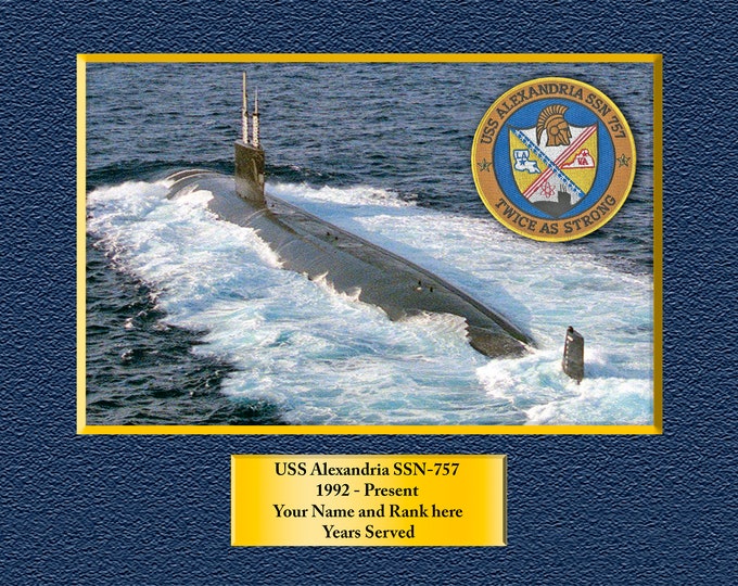 USS Alexandria SSN-757 Custom Personalized 8.5 X 11 Print of US Navy Ships Unique Gift Idea for any Occasions