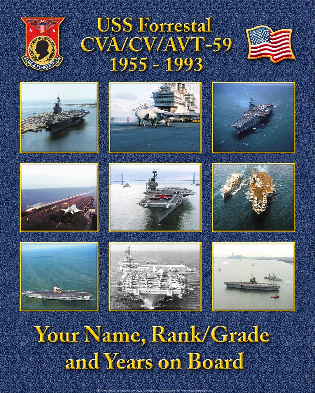 Gorra De Béisbol Azul Marino Uss Forrestal Cva-59 Supercarri Por