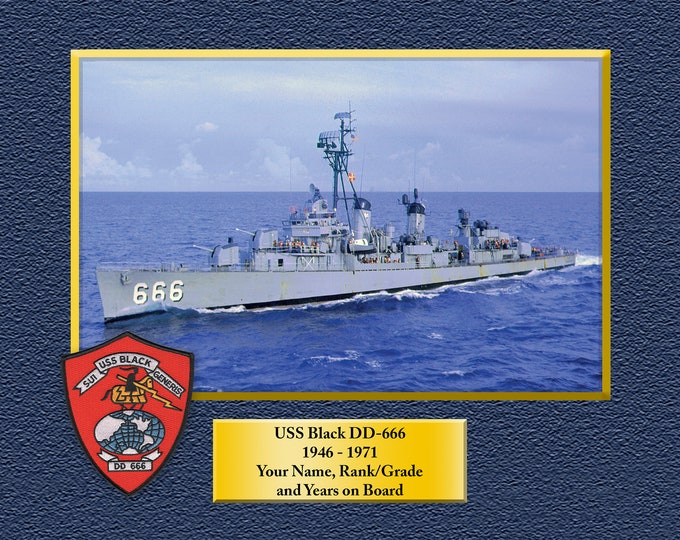 USS Black DD-666 Custom Personalized 11 X 14 Print of US Navy Ships Unique Gift Idea for any Occasions