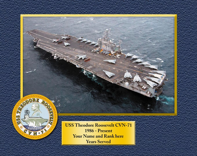 USS ROOSEVELT CVN71 Custom Personalized 8.5 X 11 Print of US Navy Ships Unique Gift Idea for any Occasions