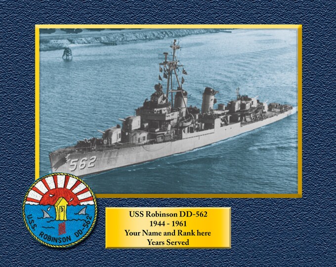USS ROBINSON DD562 Custom Personalized 8.5 X 11 Print of US Navy Ships Unique Gift Idea for any Occasions