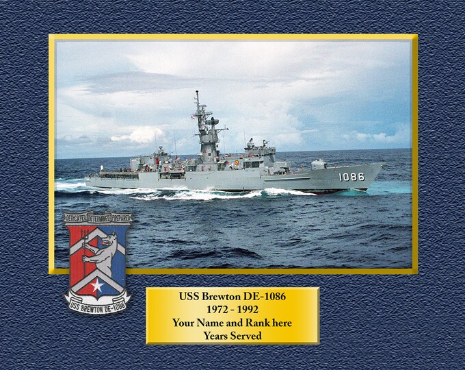 USS Brewton DE-1086 Custom Personalized 8.5 X 11 Print of US Navy Ships Unique Gift Idea for any Occasions