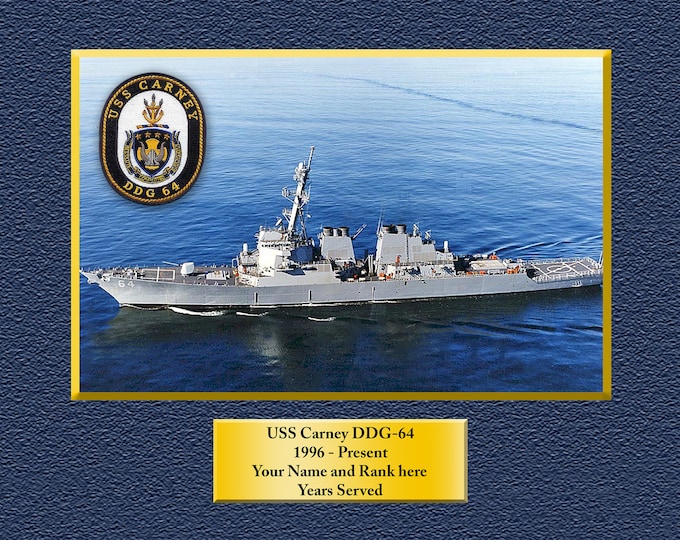 USS CARNEY DDG64 Custom Personalized 8.5 X 11 Print of US Navy Ships Unique Gift Idea for any Occasions