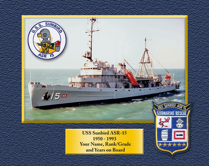 USS Sunbird ASR-15 Custom Personalized 8.5 X 11 Print of US Navy Ships Unique Gift Idea for any Occasions