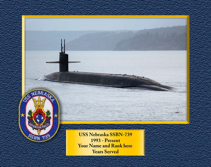 USS Nebraska SSBN-739 Custom Personalized 8.5 X 11 Print of US Navy Ships Unique Gift Idea for any Occasions