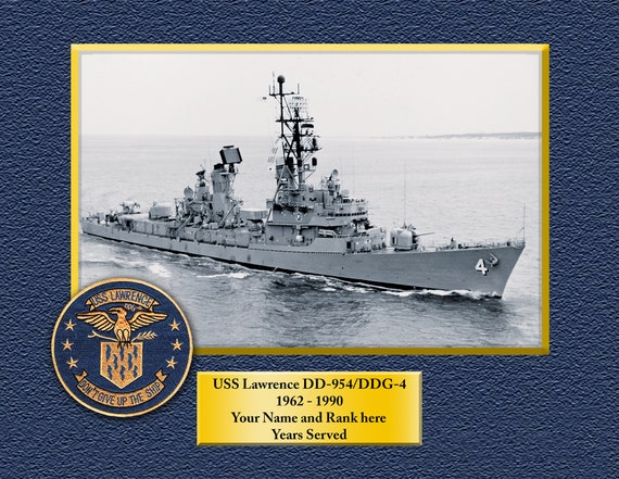 USS LAWRENCE DD954/DDG4 Custom Personalized 8.5 X 11 Print of US