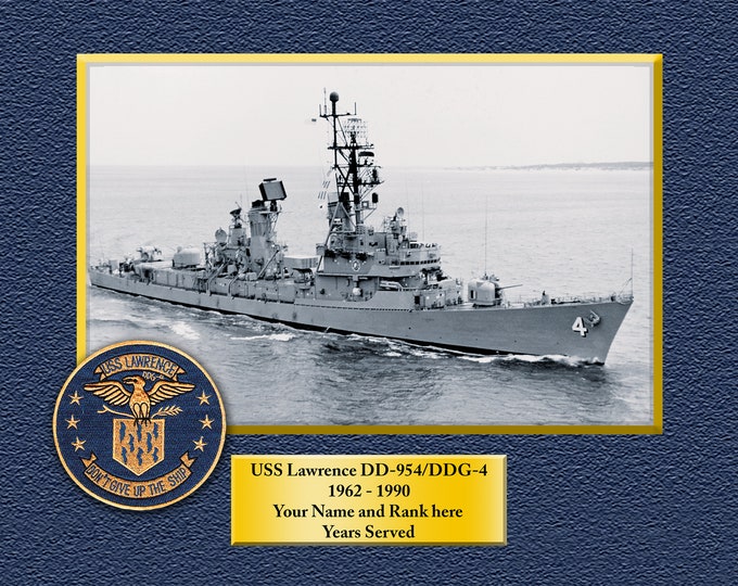 USS LAWRENCE DD954/DDG4 Custom Personalized 8.5 X 11 Print of US Navy Ships Unique Gift Idea for any Occasions