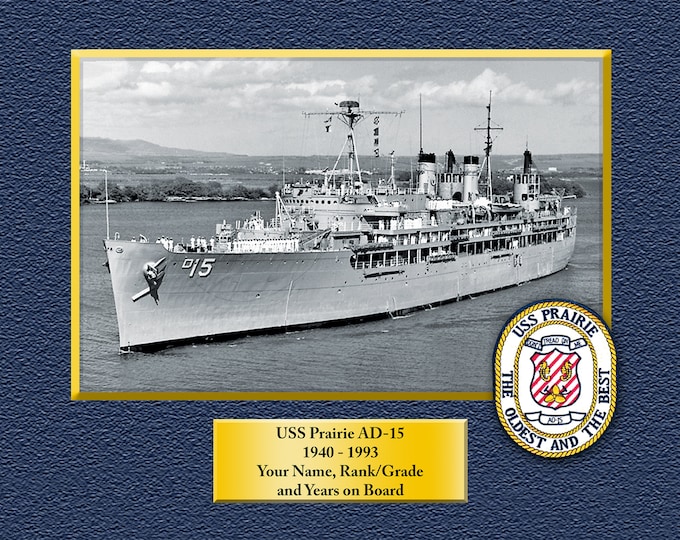 USS Prairie AD15 Custom Personalized 8.5 X 11 Print of US Navy Ships Unique Gift Idea for any Occasions