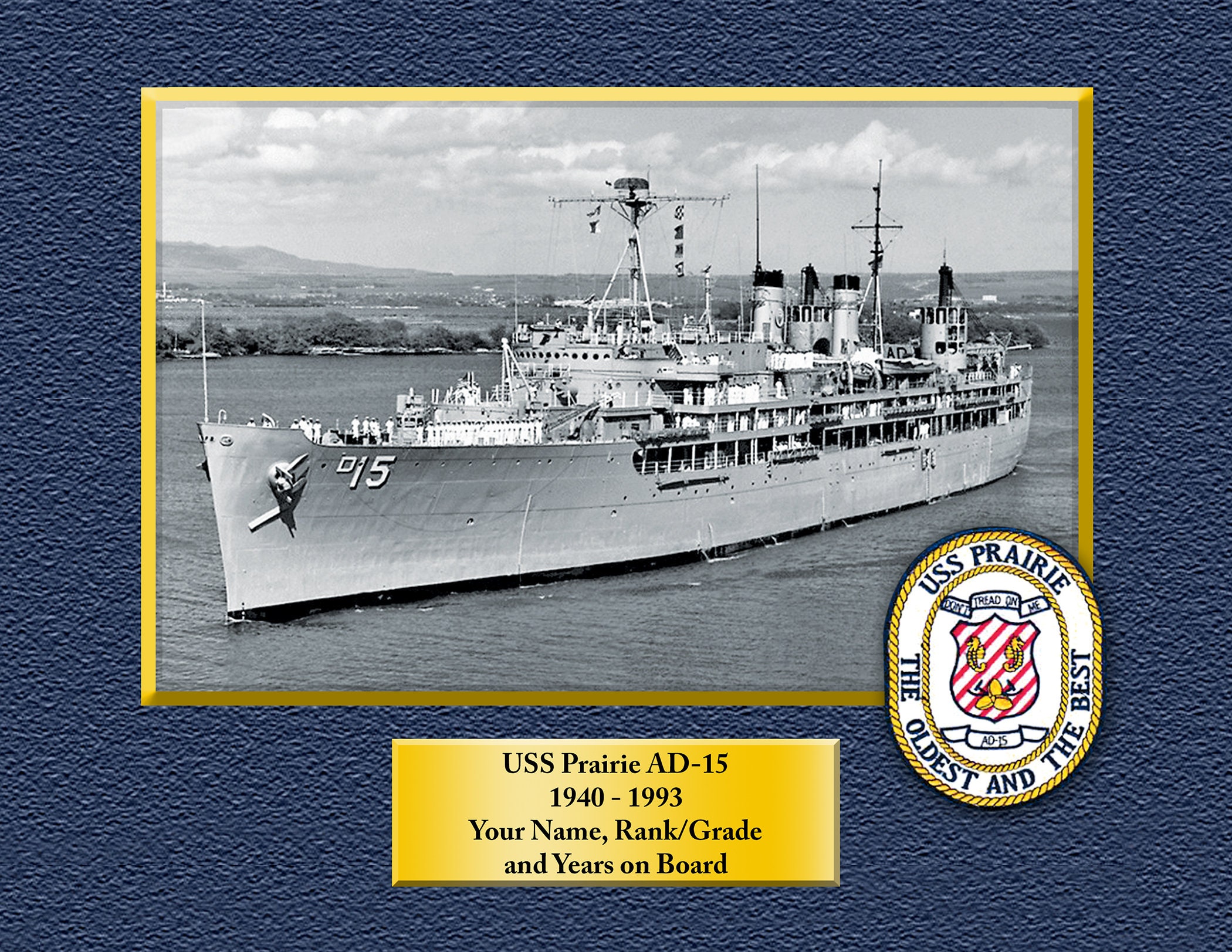 USS Prairie AD-15 Custom Personalized Print of US Navy Gift Idea 