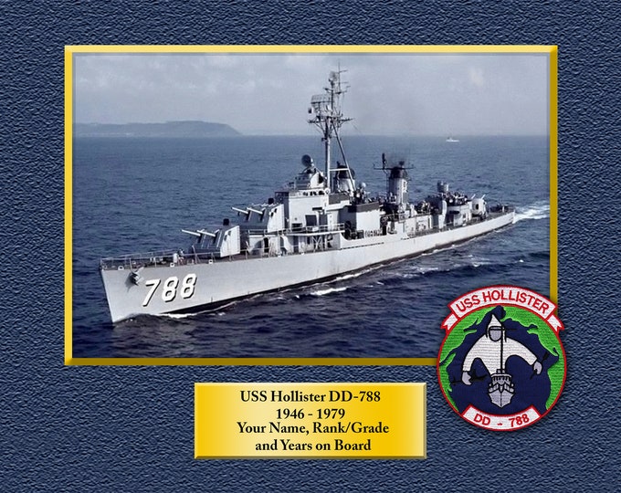 USS Hollister DD-788 Custom Personalized 8.5 X 11 Print of US Navy Ships Unique Gift Idea for any Occasions