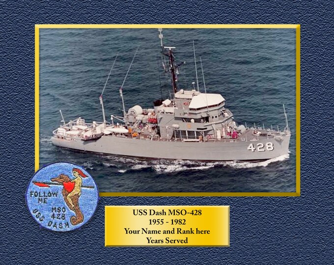 USS DASH MSO428 Custom Personalized 8.5 X 11 Print of US Navy Ships Unique Gift Idea for any Occasions
