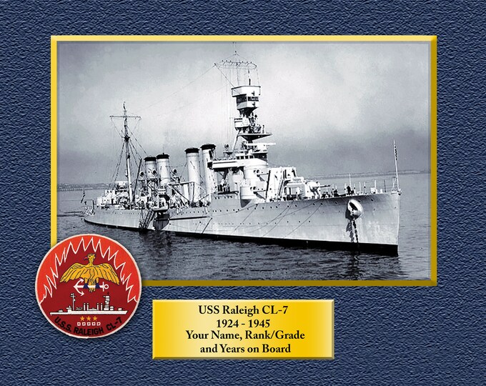 USS Raleigh CL-7 Custom Personalized 8.5 X 11 Print of US Navy Ships Unique Gift Idea for any Occasions