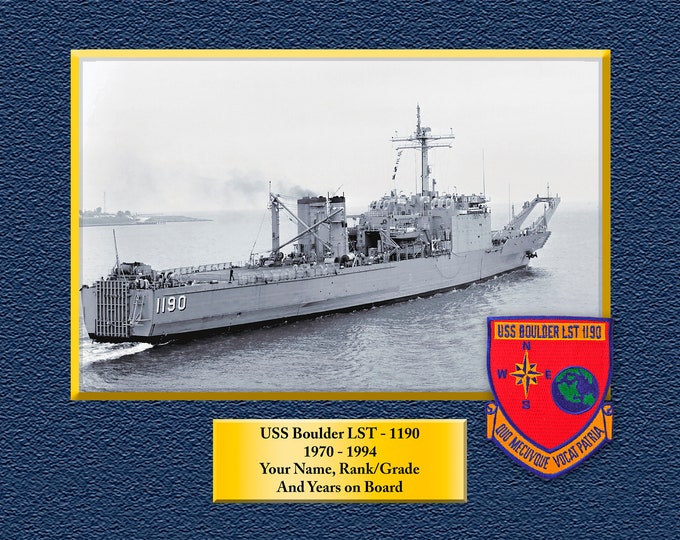 USS Boulder LST 1190 Custom Personalized 8.5 X 11 Print of US Navy Ships Unique Gift Idea for any Occasions