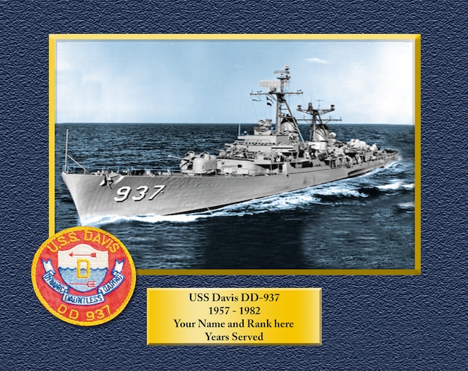 USS DAVIS DD937 Custom Personalized 8.5 X 11 Print of US Navy Ships Unique Gift Idea for any Occasions