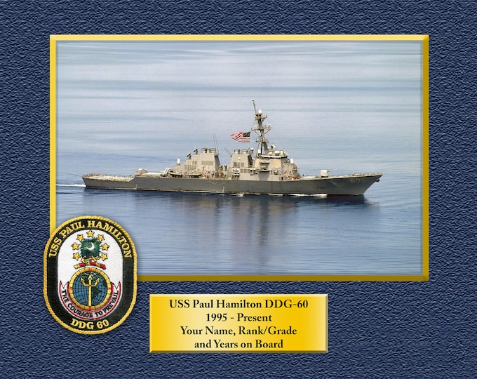 USS Paul Hamilton DDG60 Custom Personalized 8.5 X 11 Print of US Navy Ships Unique Gift Idea for any Occasions